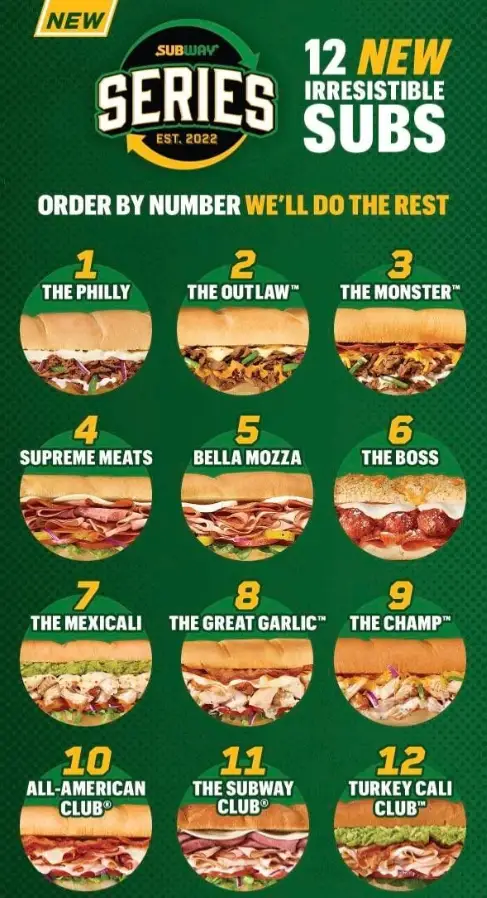 SUBWAY SERIES MENU