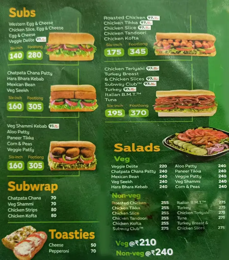 Subway Menu